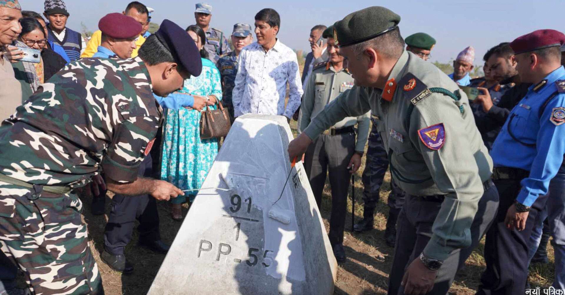 नेपाल-भारत सीमास्तम्भको मर्मत सुरु